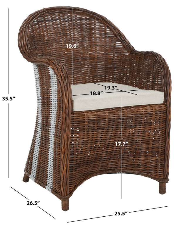 Safavieh Hemi Striped Wicker Club Chair – Coastal Elegance, Natural Rattan, Ideal For Living Rooms & Sunrooms SEA7002A