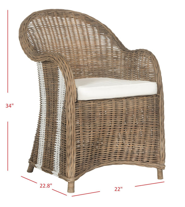Safavieh Hemi Striped Wicker Club Chair – Coastal Elegance, Natural Rattan, Ideal For Living Rooms & Sunrooms SEA7002A