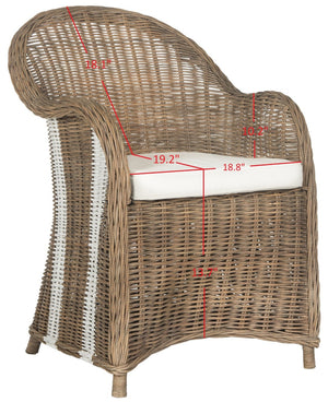 Safavieh Hemi Striped Wicker Club Chair – Coastal Elegance, Natural Rattan, Ideal For Living Rooms & Sunrooms SEA7002A