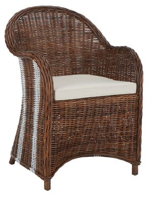 Safavieh Hemi Striped Wicker Club Chair – Coastal Elegance, Natural Rattan, Ideal For Living Rooms & Sunrooms SEA7002A