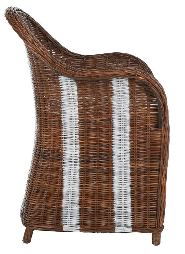 Safavieh Hemi Striped Wicker Club Chair – Coastal Elegance, Natural Rattan, Ideal For Living Rooms & Sunrooms SEA7002A