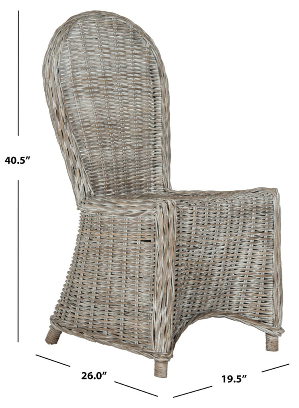 Safavieh IDOLA Dining Chairs - White Wash Kubu, Ergonomic Comfort & Coastal Charm for Stylish Interiors SEA7004A-SET2