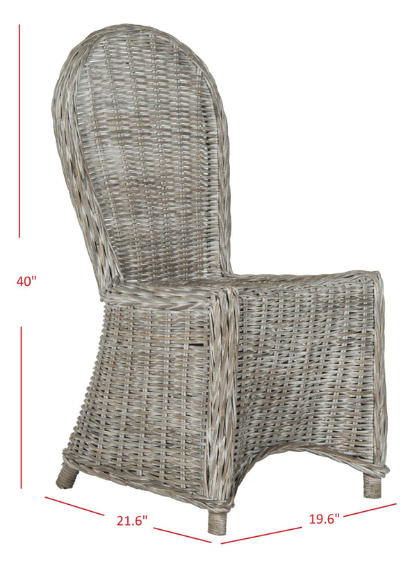 Safavieh IDOLA Dining Chairs - White Wash Kubu, Ergonomic Comfort & Coastal Charm for Stylish Interiors SEA7004A-SET2