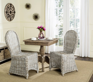 Safavieh IDOLA Dining Chairs - White Wash Kubu, Ergonomic Comfort & Coastal Charm for Stylish Interiors SEA7004A-SET2