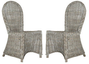 Safavieh IDOLA Dining Chairs - White Wash Kubu, Ergonomic Comfort & Coastal Charm for Stylish Interiors SEA7004A-SET2