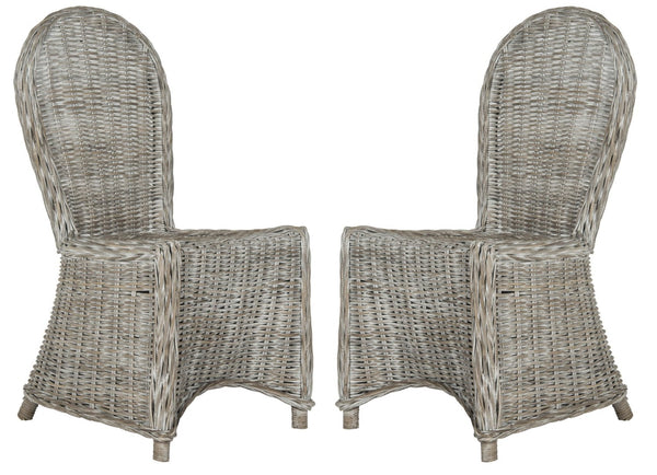 Safavieh IDOLA Dining Chairs - White Wash Kubu, Ergonomic Comfort & Coastal Charm for Stylish Interiors SEA7004A-SET2