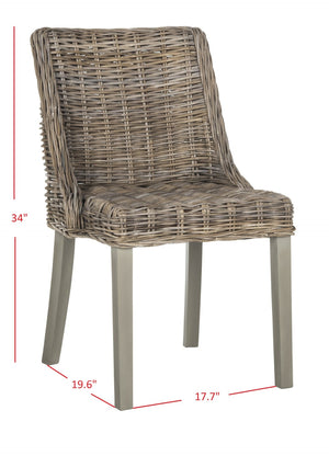 Safavieh CAPRICE Dining Chairs in Grey - Contemporary Kubu Weave for Comfort & Versatile Style in Any Space SEA7005A-SET2