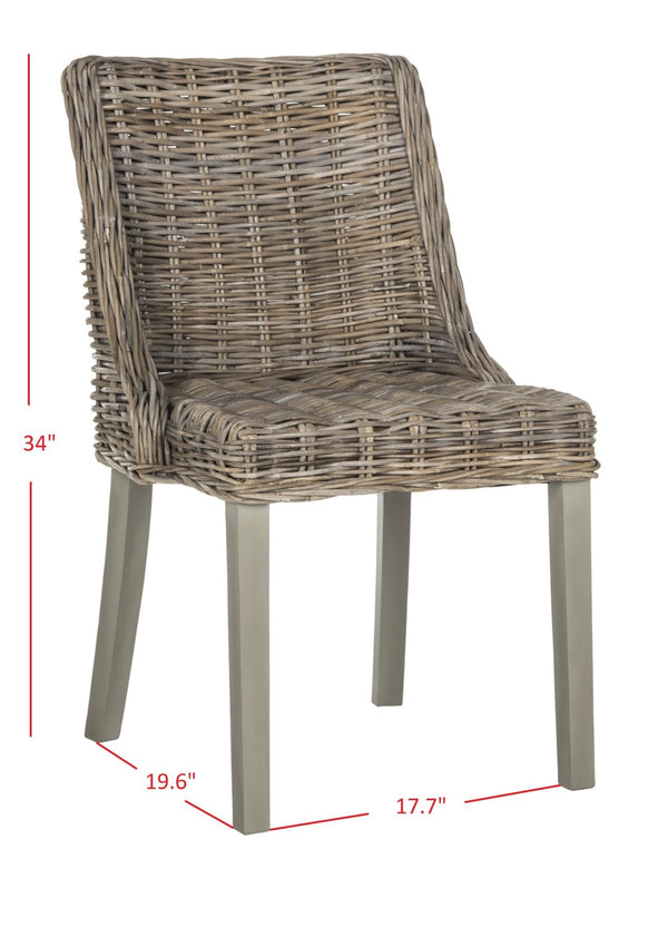 Safavieh CAPRICE Dining Chairs in Grey - Contemporary Kubu Weave for Comfort & Versatile Style in Any Space SEA7005A-SET2