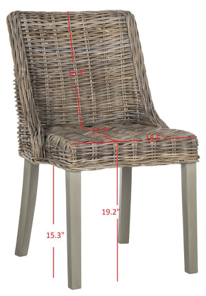 Safavieh CAPRICE Dining Chairs in Grey - Contemporary Kubu Weave for Comfort & Versatile Style in Any Space SEA7005A-SET2