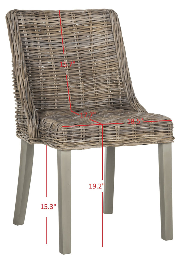 Safavieh CAPRICE Dining Chairs in Grey - Contemporary Kubu Weave for Comfort & Versatile Style in Any Space SEA7005A-SET2