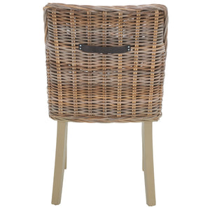 Safavieh CAPRICE Dining Chairs in Grey - Contemporary Kubu Weave for Comfort & Versatile Style in Any Space SEA7005A-SET2
