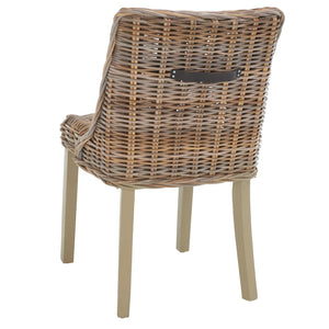 Safavieh CAPRICE Dining Chairs in Grey - Contemporary Kubu Weave for Comfort & Versatile Style in Any Space SEA7005A-SET2