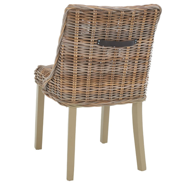 Safavieh CAPRICE Dining Chairs in Grey - Contemporary Kubu Weave for Comfort & Versatile Style in Any Space SEA7005A-SET2