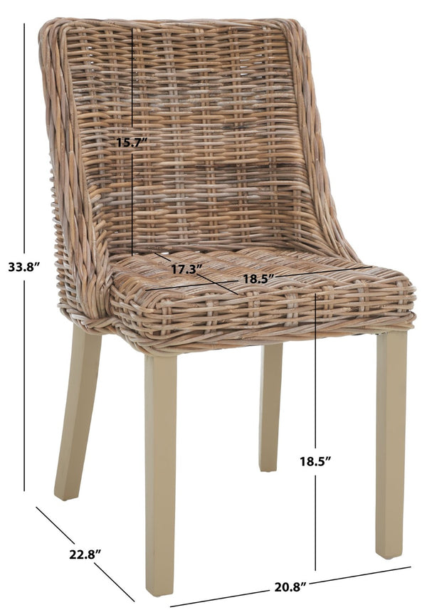 Safavieh CAPRICE Dining Chairs in Grey - Contemporary Kubu Weave for Comfort & Versatile Style in Any Space SEA7005A-SET2