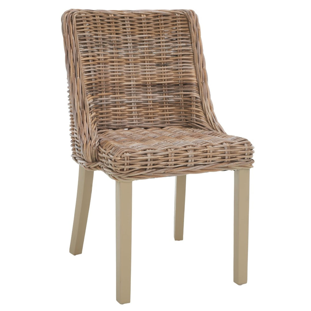 Safavieh CAPRICE Dining Chairs in Grey - Contemporary Kubu Weave for Comfort & Versatile Style in Any Space SEA7005A-SET2