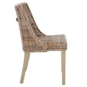 Safavieh CAPRICE Dining Chairs in Grey - Contemporary Kubu Weave for Comfort & Versatile Style in Any Space SEA7005A-SET2