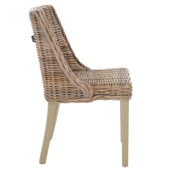 Safavieh CAPRICE Dining Chairs in Grey - Contemporary Kubu Weave for Comfort & Versatile Style in Any Space SEA7005A-SET2