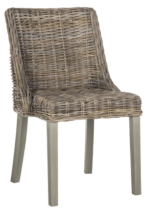 Safavieh CAPRICE Dining Chairs in Grey - Contemporary Kubu Weave for Comfort & Versatile Style in Any Space SEA7005A-SET2