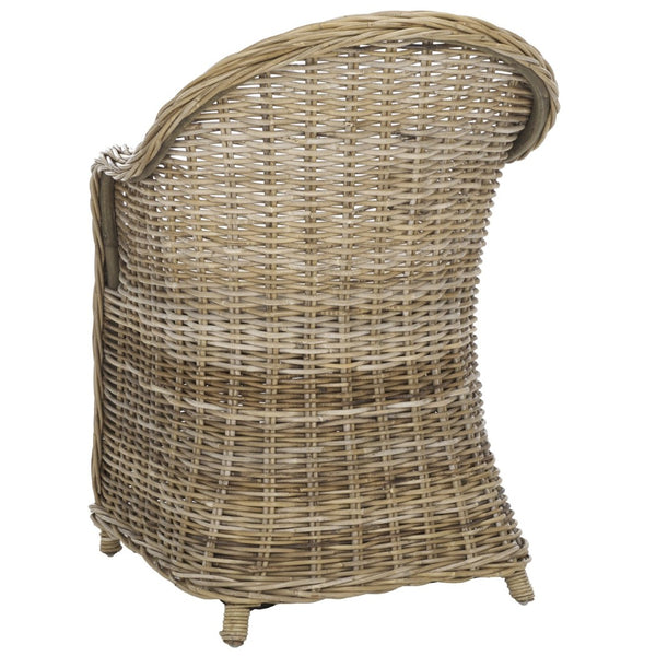 Safavieh Zane Chic Grey Kubu Rattan Club Chair - Elegant Accent For Coastal, Transitional & Modern Spaces SEA7006A
