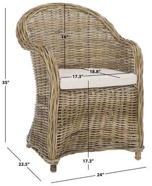 Safavieh Zane Chic Grey Kubu Rattan Club Chair - Elegant Accent For Coastal, Transitional & Modern Spaces SEA7006A