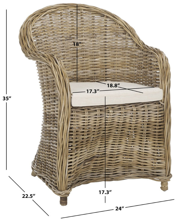 Safavieh Zane Chic Grey Kubu Rattan Club Chair - Elegant Accent For Coastal, Transitional & Modern Spaces SEA7006A