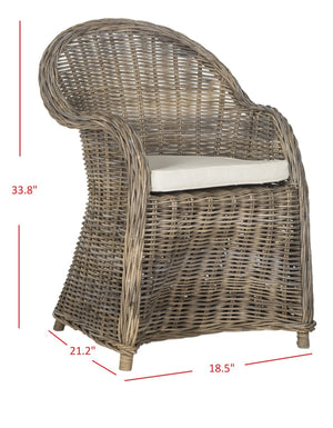 Safavieh Zane Chic Grey Kubu Rattan Club Chair - Elegant Accent For Coastal, Transitional & Modern Spaces SEA7006A