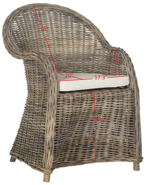 Safavieh Zane Chic Grey Kubu Rattan Club Chair - Elegant Accent For Coastal, Transitional & Modern Spaces SEA7006A