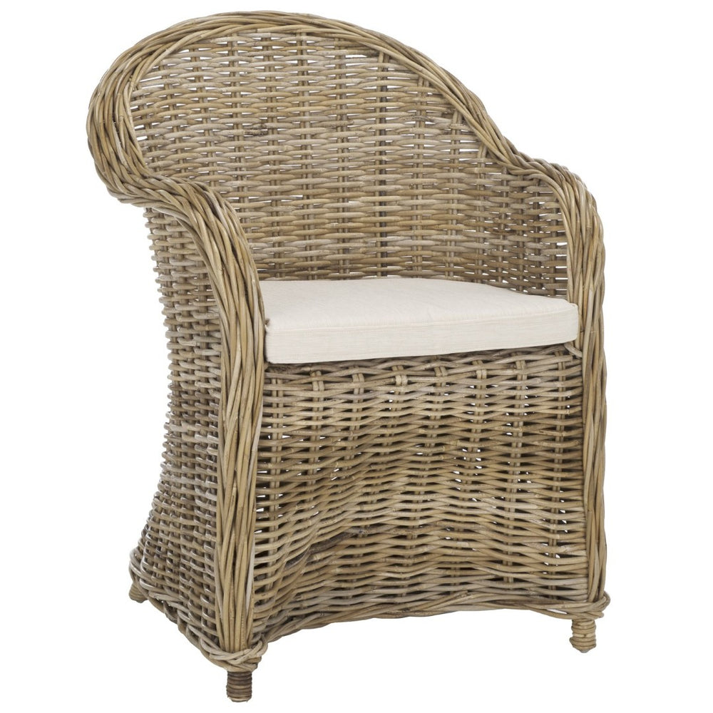 Safavieh Zane Chic Grey Kubu Rattan Club Chair - Elegant Accent For Coastal, Transitional & Modern Spaces SEA7006A