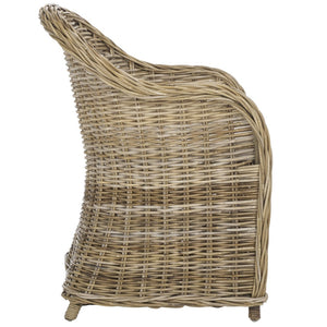 Safavieh Zane Chic Grey Kubu Rattan Club Chair - Elegant Accent For Coastal, Transitional & Modern Spaces SEA7006A