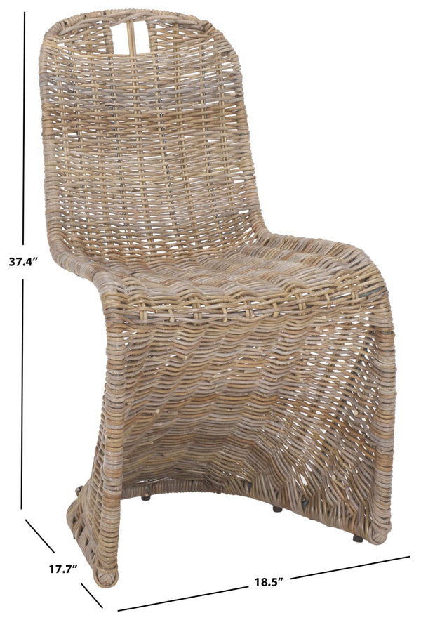 Safavieh CILOMBO Dining Chairs in Grey - Handwoven Rattan Elegance for Chic Dining Spaces & Gatherings SEA7007A-SET2