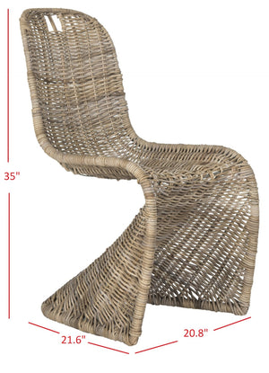 Safavieh CILOMBO Dining Chairs in Grey - Handwoven Rattan Elegance for Chic Dining Spaces & Gatherings SEA7007A-SET2