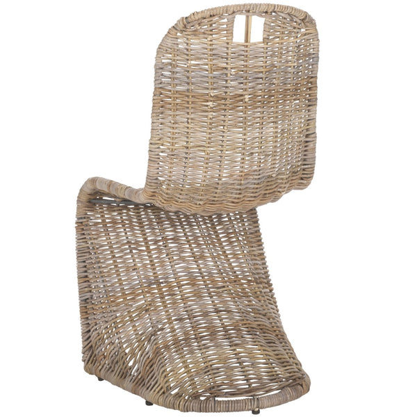 Safavieh CILOMBO Dining Chairs in Grey - Handwoven Rattan Elegance for Chic Dining Spaces & Gatherings SEA7007A-SET2