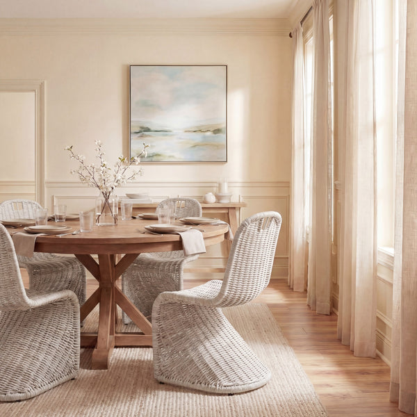 Cilombo Handwoven Rattan Dining Chair Set Of 2 With Powder-Coated Iron Frame — Coastal Rustic Ergonomic Seating