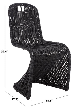 Cilombo Handwoven Rattan Dining Chair Set Of 2 With Powder-Coated Iron Frame — Coastal Rustic Ergonomic Seating