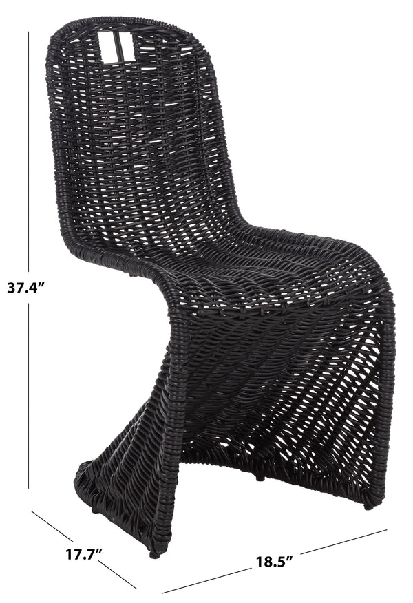 Cilombo Handwoven Rattan Dining Chair Set Of 2 With Powder-Coated Iron Frame — Coastal Rustic Ergonomic Seating