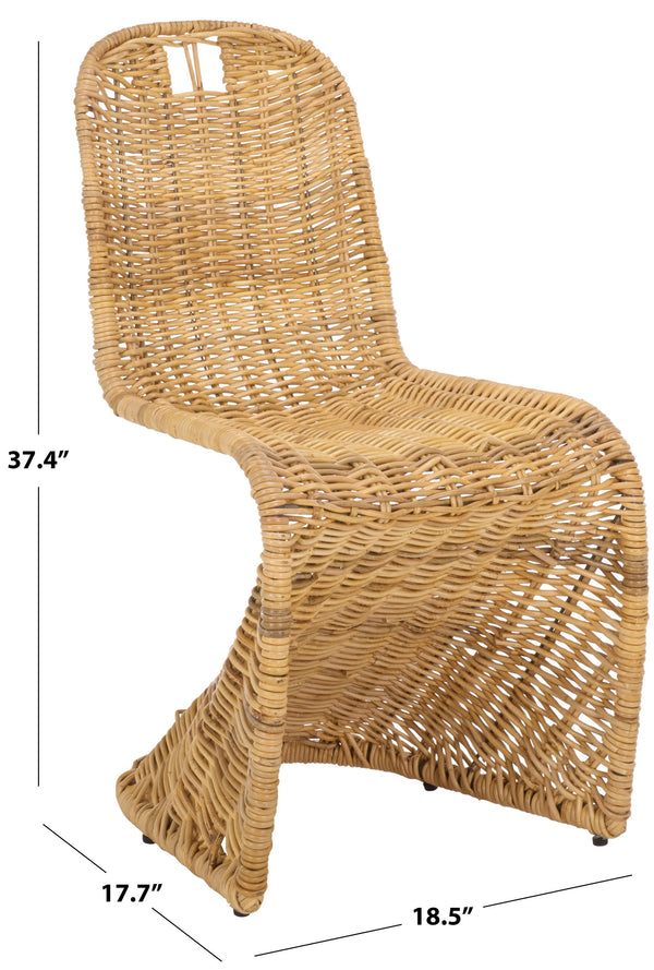 Cilombo Handwoven Rattan Dining Chair Set Of 2 With Powder-Coated Iron Frame — Coastal Rustic Ergonomic Seating
