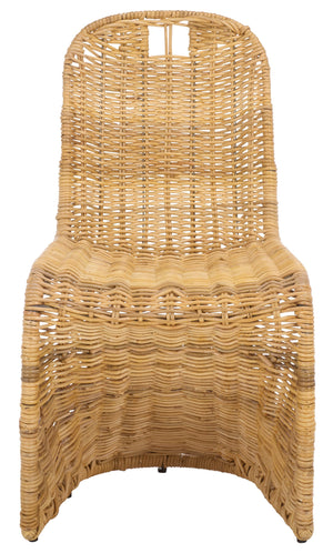 Cilombo Handwoven Rattan Dining Chair Set Of 2 With Powder-Coated Iron Frame — Coastal Rustic Ergonomic Seating
