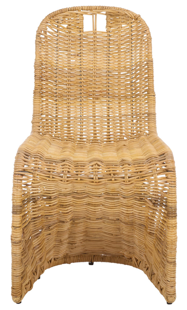 Cilombo Handwoven Rattan Dining Chair Set Of 2 With Powder-Coated Iron Frame — Coastal Rustic Ergonomic Seating