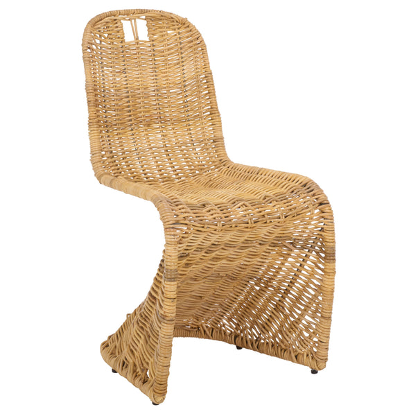 Cilombo Handwoven Rattan Dining Chair Set Of 2 With Powder-Coated Iron Frame — Coastal Rustic Ergonomic Seating