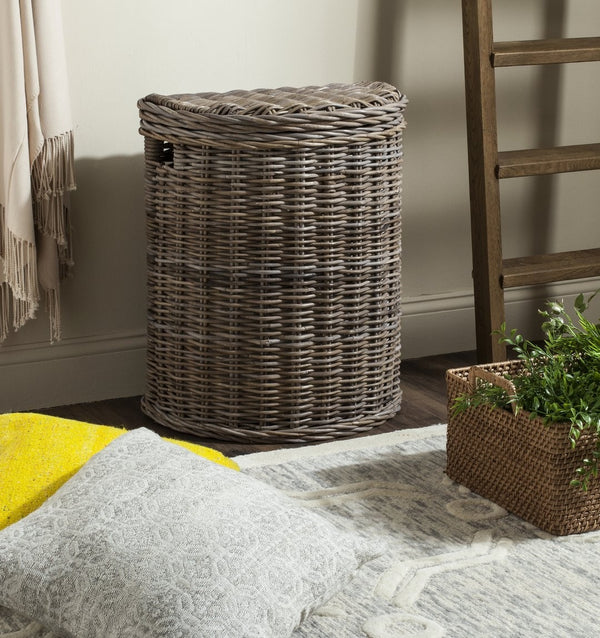 Safavieh Damari Wicker Storage Hamper – Eco-Friendly, Handcrafted Kubu Rattan Laundry Basket With Removable Liner SEA7008A