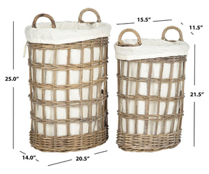 Safavieh Adisa Stylish Wicker Storage Hamper - Handwoven Kubu Rattan With Removable Liner For Easy Cleaning SEA7009A