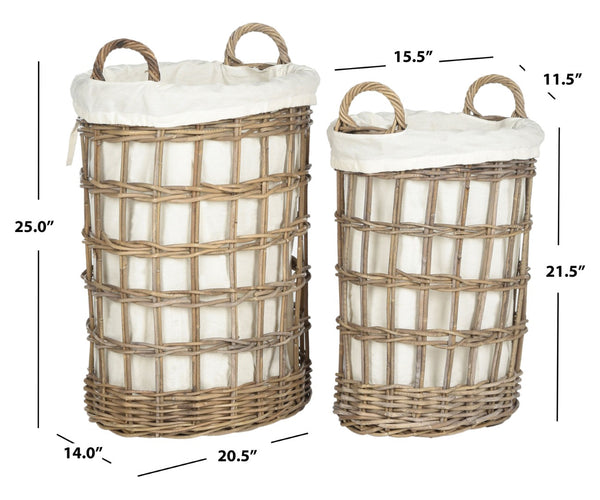 Safavieh Adisa Stylish Wicker Storage Hamper - Handwoven Kubu Rattan With Removable Liner For Easy Cleaning SEA7009A