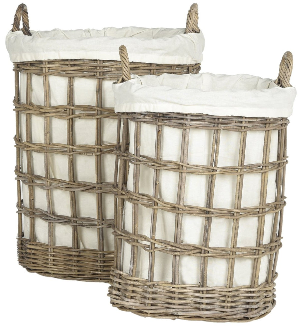 Safavieh Adisa Stylish Wicker Storage Hamper - Handwoven Kubu Rattan With Removable Liner For Easy Cleaning SEA7009A