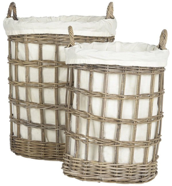 Safavieh Adisa Stylish Wicker Storage Hamper - Handwoven Kubu Rattan With Removable Liner For Easy Cleaning SEA7009A