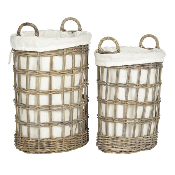 Safavieh Adisa Stylish Wicker Storage Hamper - Handwoven Kubu Rattan With Removable Liner For Easy Cleaning SEA7009A