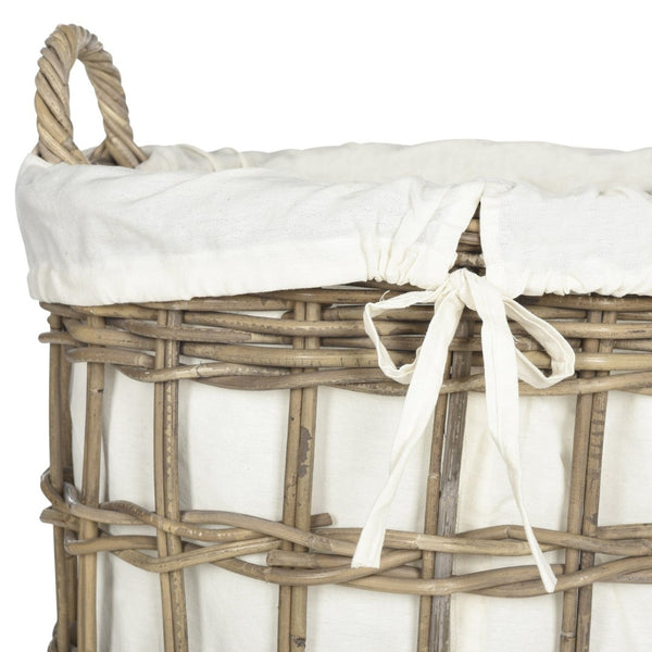 Safavieh Adisa Stylish Wicker Storage Hamper - Handwoven Kubu Rattan With Removable Liner For Easy Cleaning SEA7009A