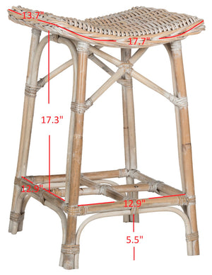 Safavieh Rayna Wicker Bar Stool - Handwoven Kubu Rattan, Coastal Charm, Comfortable Saddle Seat Design SEA7010A
