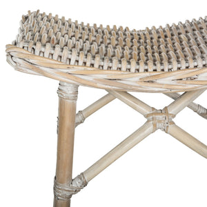 Safavieh Rayna Wicker Bar Stool - Handwoven Kubu Rattan, Coastal Charm, Comfortable Saddle Seat Design SEA7010A