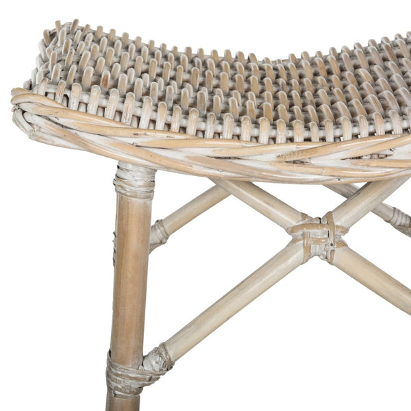 Safavieh Rayna Wicker Bar Stool - Handwoven Kubu Rattan, Coastal Charm, Comfortable Saddle Seat Design SEA7010A