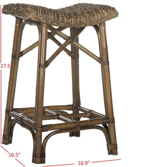 Safavieh Ramiro Handwoven Wicker Bar Stool – Coastal-Inspired Design For Kitchen & Home Bar Comfort SEA7011A